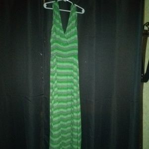 Dress size medium just love green and gray stripes